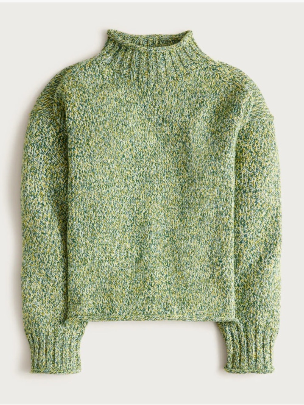 J.Crew Rollneck Green Marled Women's Sweater L
